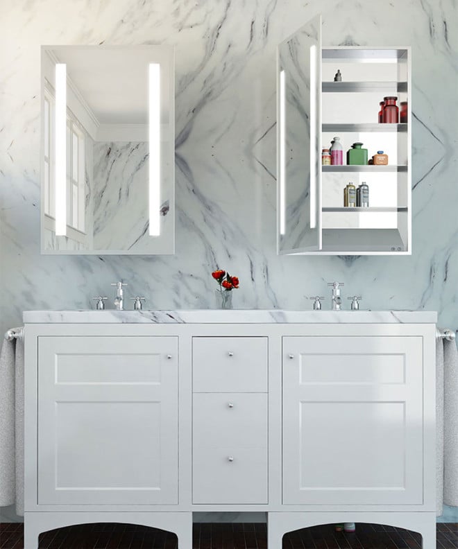 Ascension Mirrored Cabinet-with marble background