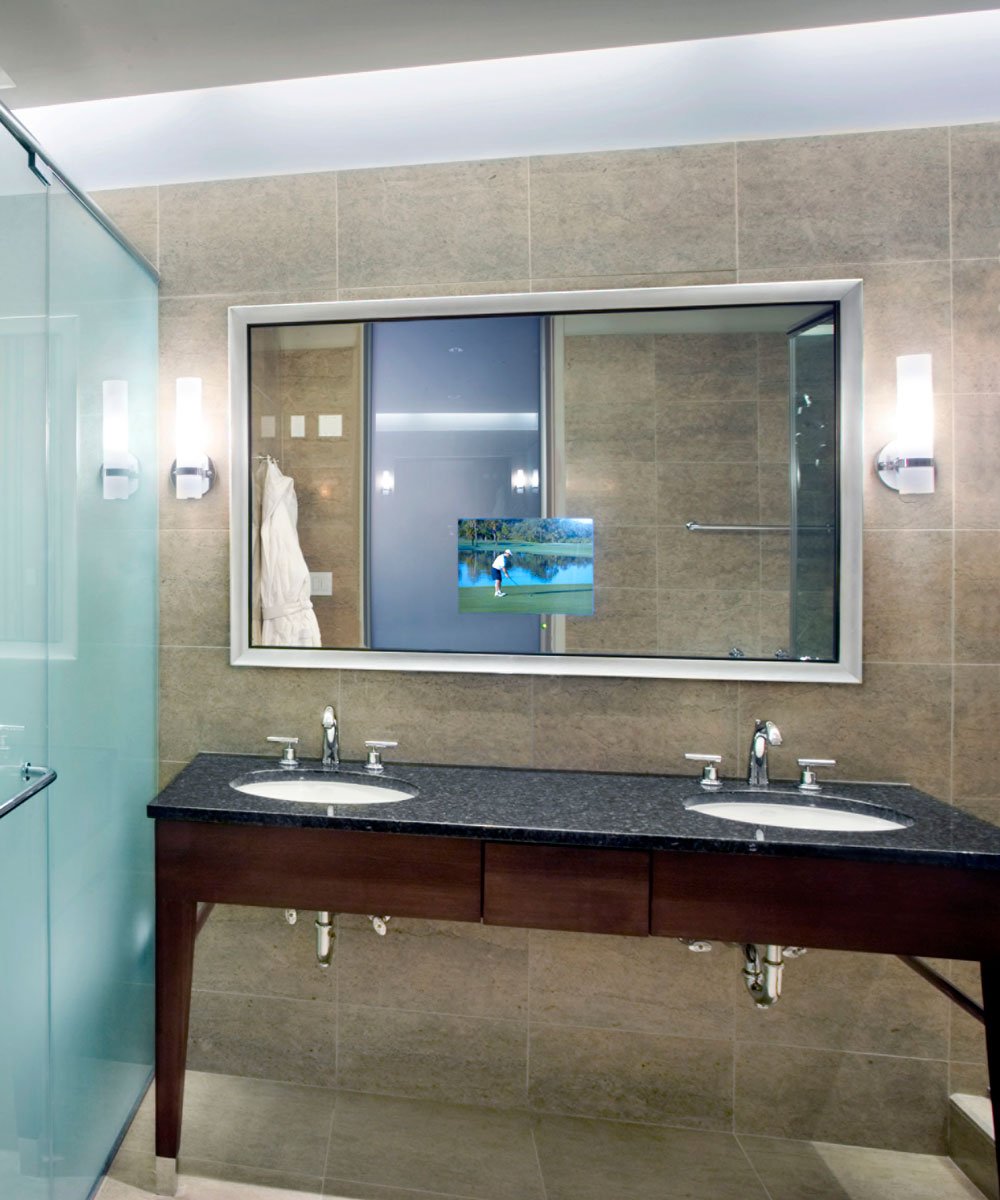 Stanford Lighted Mirror Tv Electric, Bathroom Mirror With Tv Inside