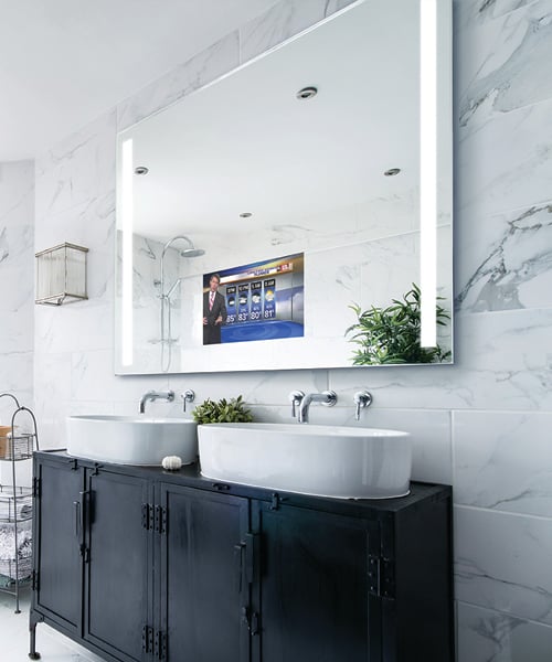 Bathroom Mirror Tvs Electric, Bathroom Mirror That Turns Into A Tv Unit