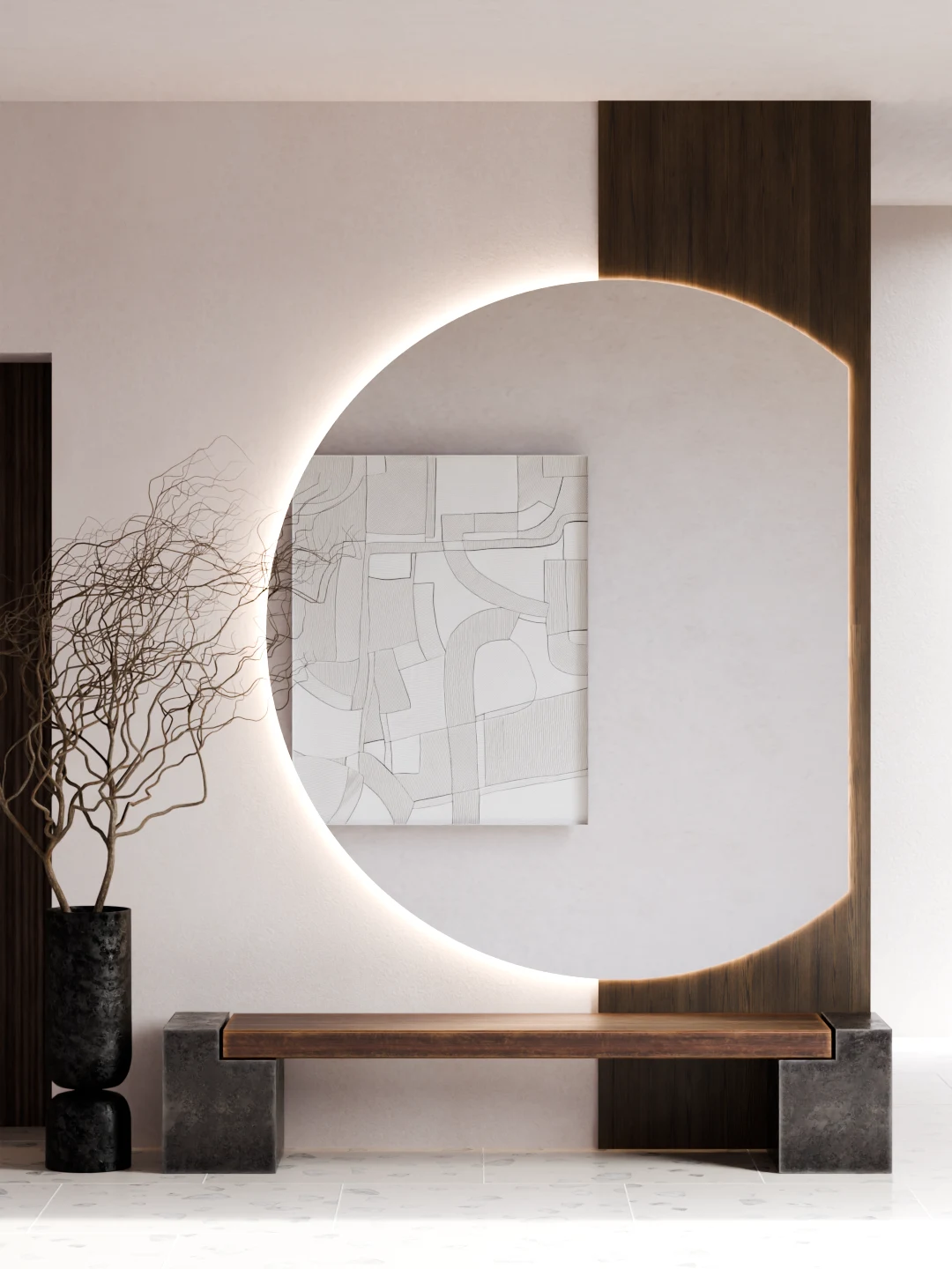 EM Solis Lighted Public Space Mirror
